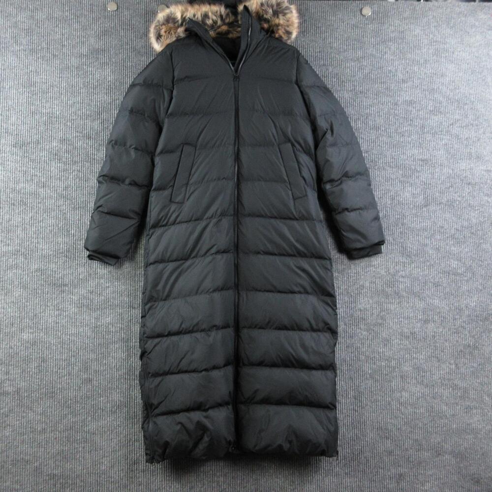 Lands' End Coat Womens M Tall Black Puffer Long Maxi Hooded Insulated Down NWT